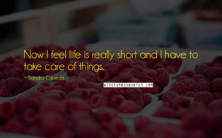 Sandra Cisneros Quotes: Now I feel life is really short and I have to take care of things.