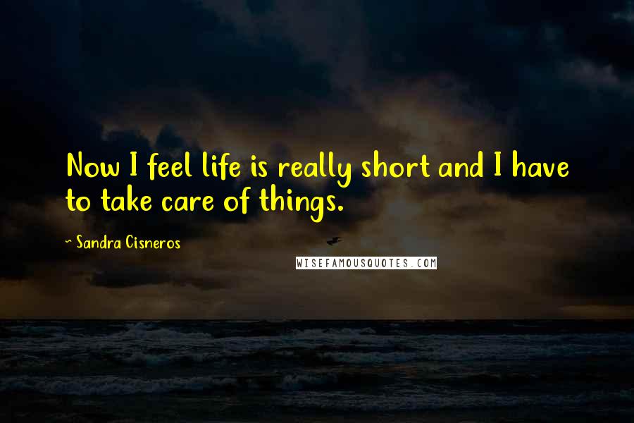 Sandra Cisneros Quotes: Now I feel life is really short and I have to take care of things.