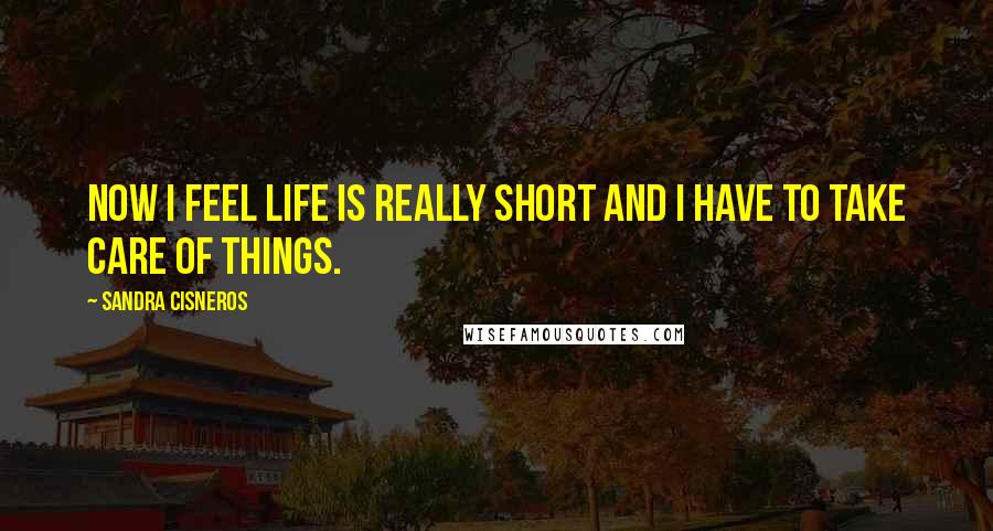 Sandra Cisneros Quotes: Now I feel life is really short and I have to take care of things.