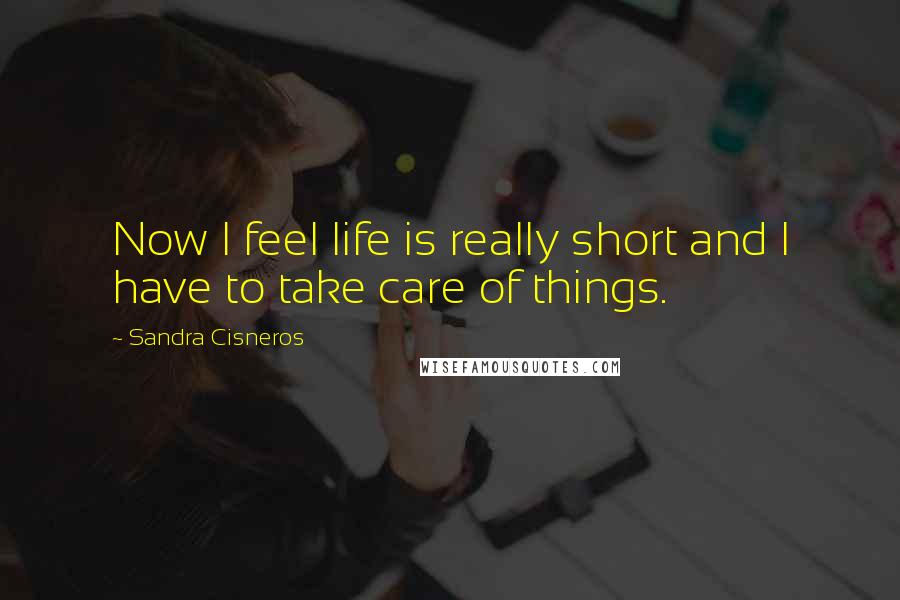 Sandra Cisneros Quotes: Now I feel life is really short and I have to take care of things.