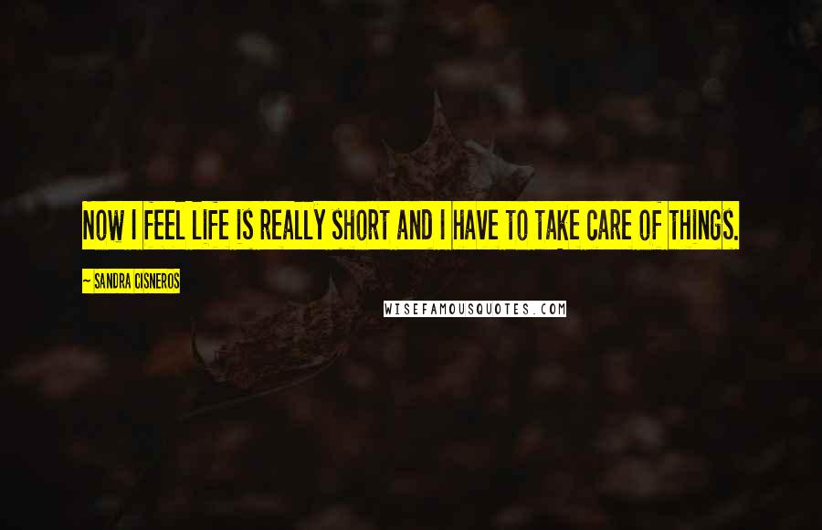 Sandra Cisneros Quotes: Now I feel life is really short and I have to take care of things.