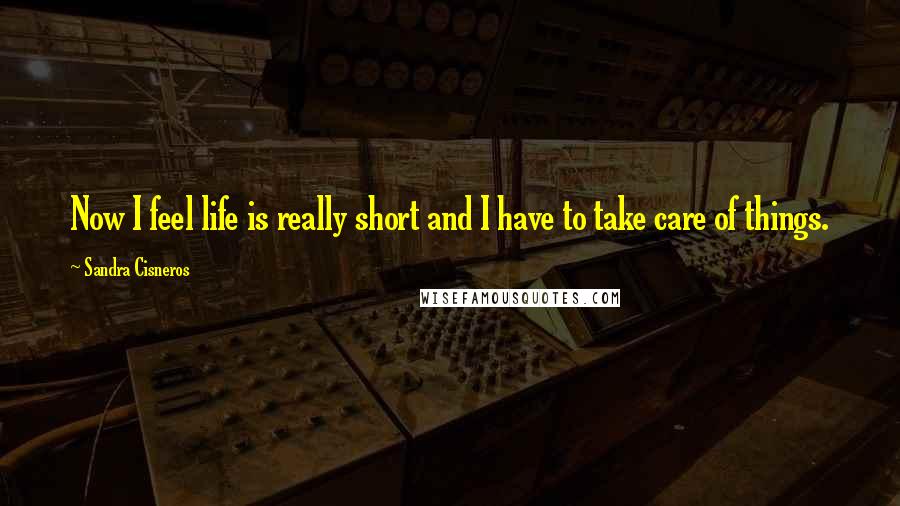 Sandra Cisneros Quotes: Now I feel life is really short and I have to take care of things.
