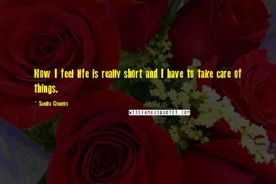 Sandra Cisneros Quotes: Now I feel life is really short and I have to take care of things.