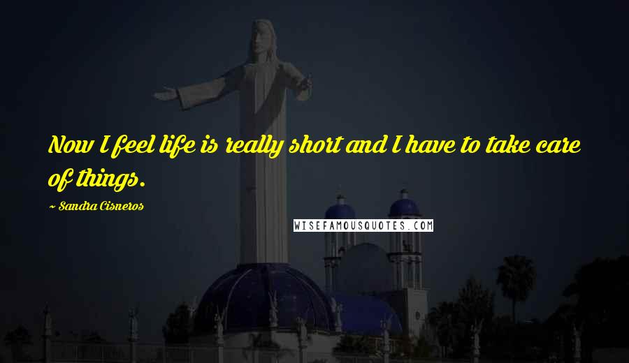 Sandra Cisneros Quotes: Now I feel life is really short and I have to take care of things.