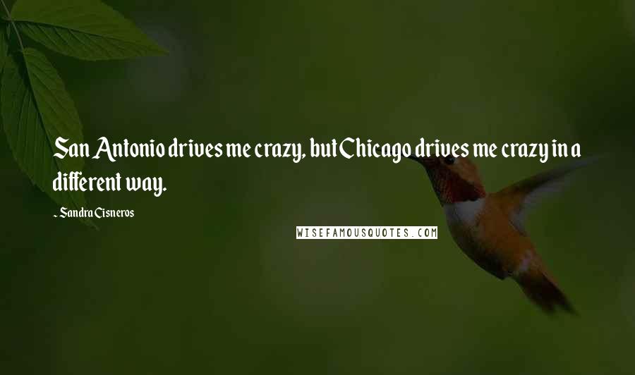 Sandra Cisneros Quotes: San Antonio drives me crazy, but Chicago drives me crazy in a different way.