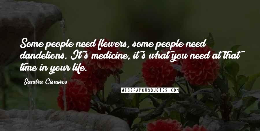 Sandra Cisneros Quotes: Some people need flowers, some people need dandelions. It's medicine, it's what you need at that time in your life.