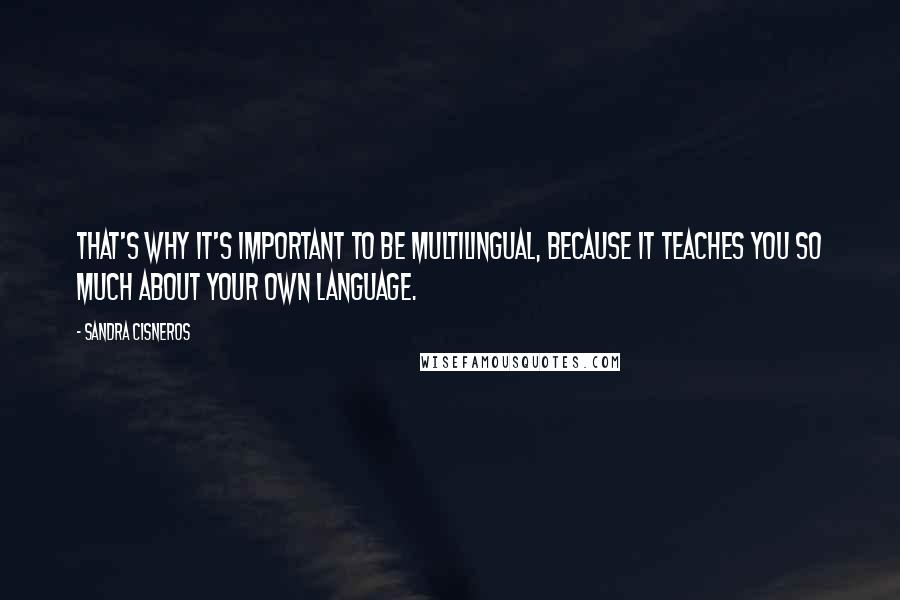 Sandra Cisneros Quotes: That's why it's important to be multilingual, because it teaches you so much about your own language.