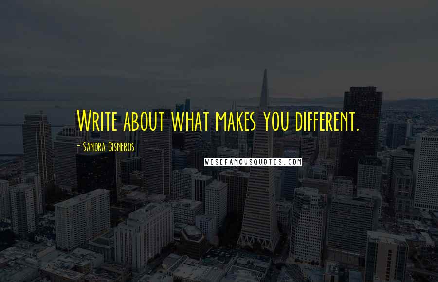 Sandra Cisneros Quotes: Write about what makes you different.