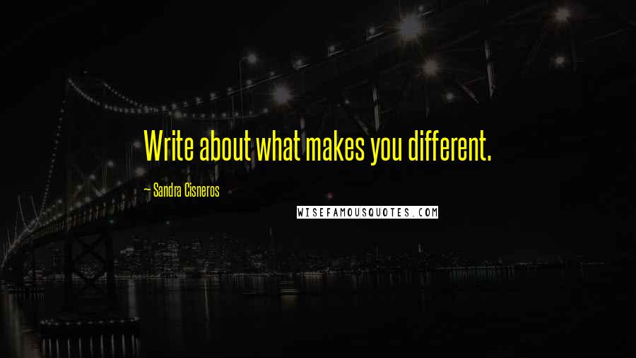 Sandra Cisneros Quotes: Write about what makes you different.