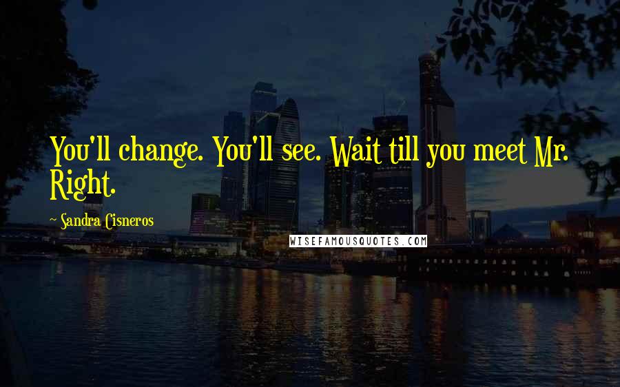 Sandra Cisneros Quotes: You'll change. You'll see. Wait till you meet Mr. Right.