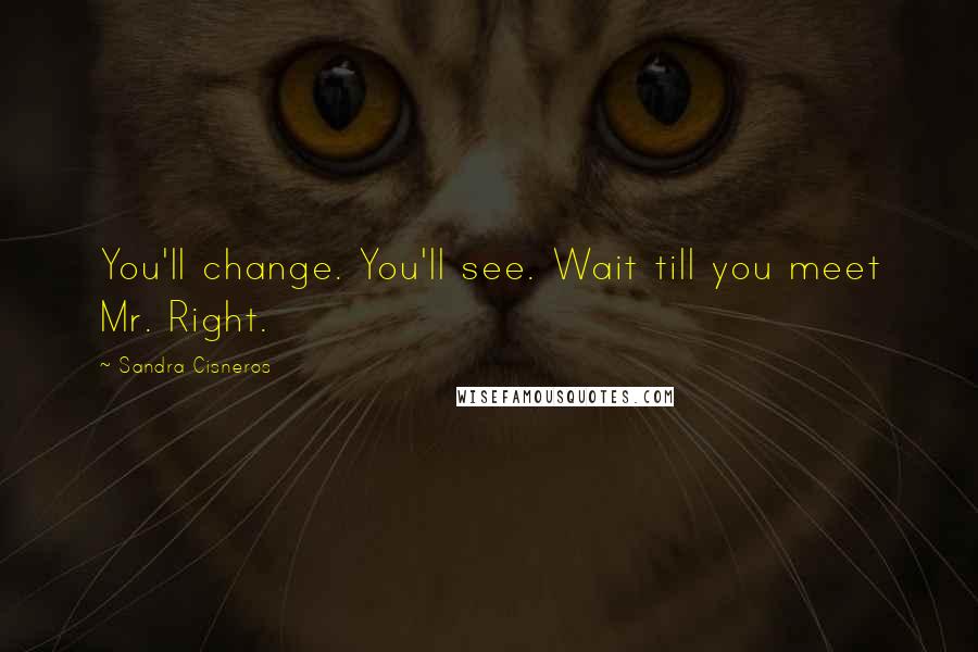 Sandra Cisneros Quotes: You'll change. You'll see. Wait till you meet Mr. Right.