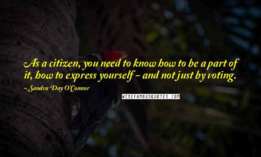 Sandra Day O'Connor Quotes: As a citizen, you need to know how to be a part of it, how to express yourself - and not just by voting.