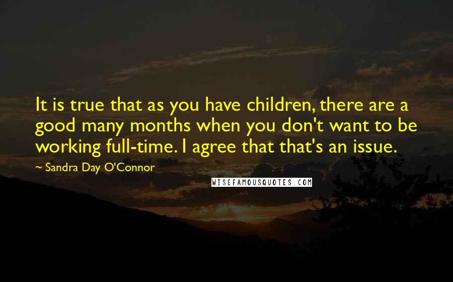 Sandra Day O'Connor Quotes: It is true that as you have children, there are a good many months when you don't want to be working full-time. I agree that that's an issue.