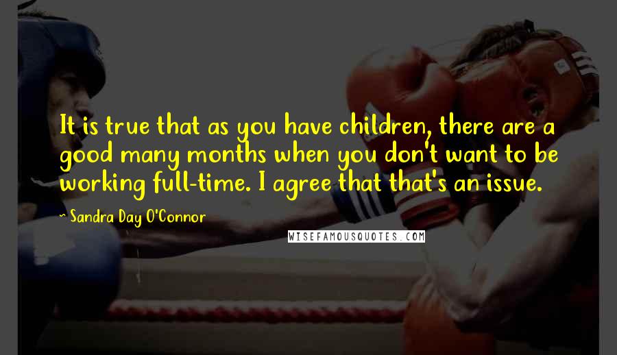 Sandra Day O'Connor Quotes: It is true that as you have children, there are a good many months when you don't want to be working full-time. I agree that that's an issue.