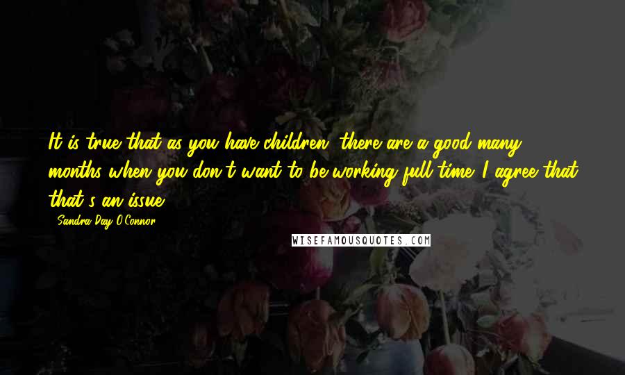 Sandra Day O'Connor Quotes: It is true that as you have children, there are a good many months when you don't want to be working full-time. I agree that that's an issue.