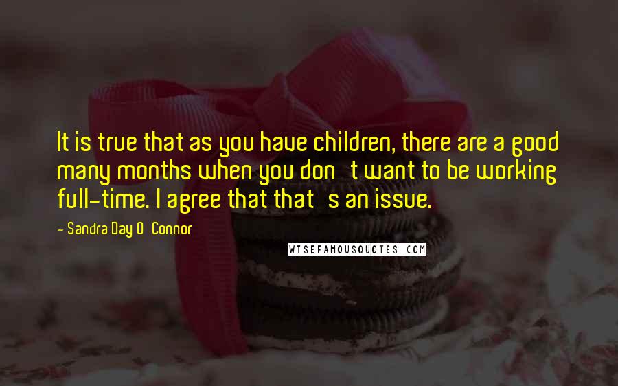 Sandra Day O'Connor Quotes: It is true that as you have children, there are a good many months when you don't want to be working full-time. I agree that that's an issue.