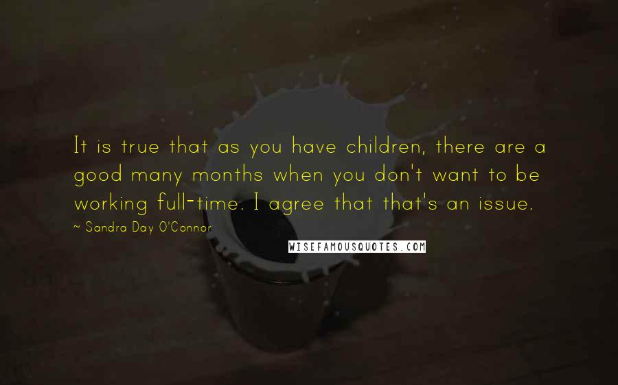 Sandra Day O'Connor Quotes: It is true that as you have children, there are a good many months when you don't want to be working full-time. I agree that that's an issue.