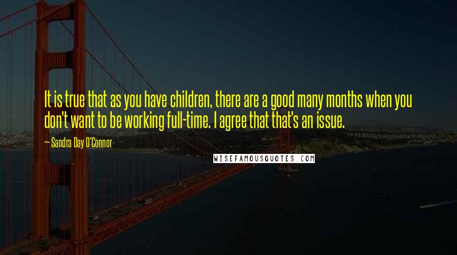 Sandra Day O'Connor Quotes: It is true that as you have children, there are a good many months when you don't want to be working full-time. I agree that that's an issue.