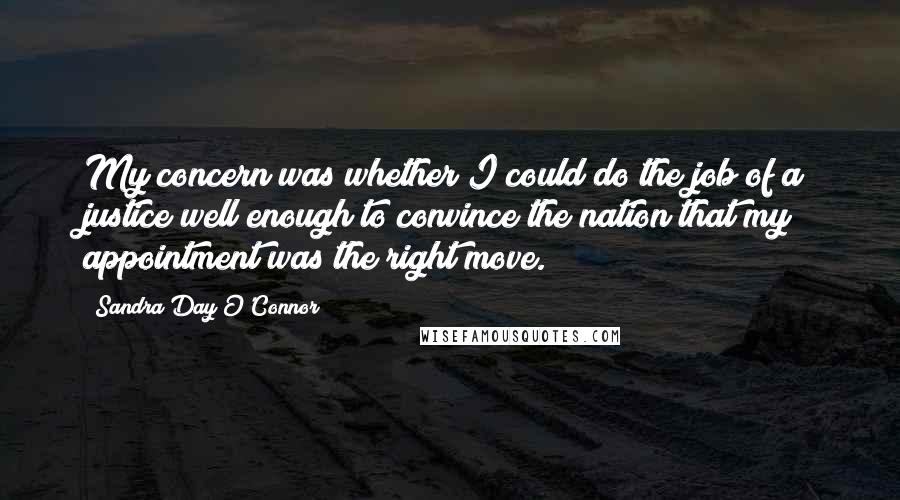 Sandra Day O'Connor Quotes: My concern was whether I could do the job of a justice well enough to convince the nation that my appointment was the right move.