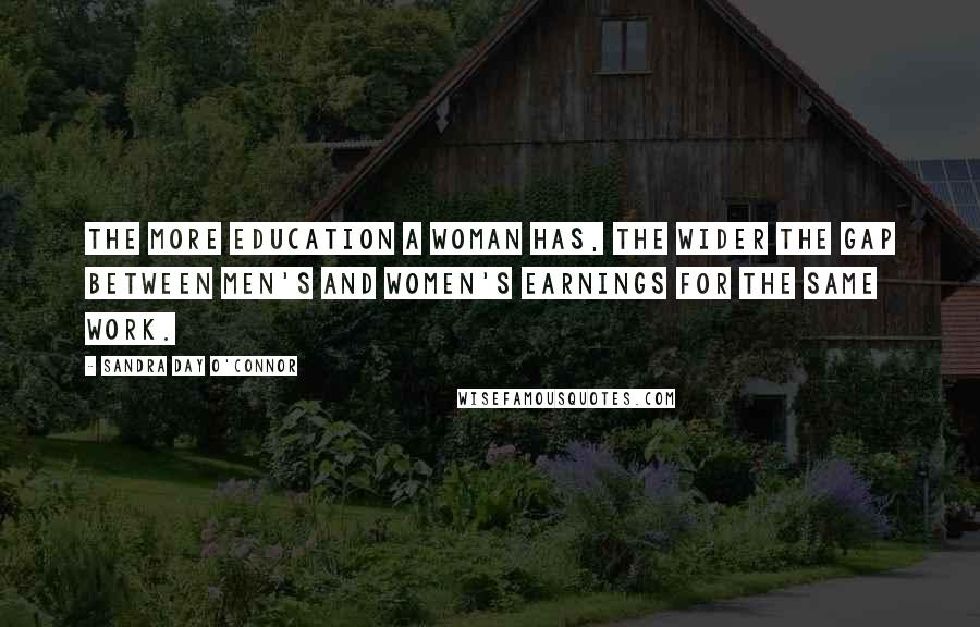 Sandra Day O'Connor Quotes: The more education a woman has, the wider the gap between men's and women's earnings for the same work.
