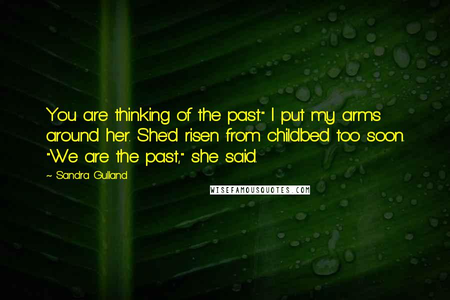 Sandra Gulland Quotes: You are thinking of the past." I put my arms around her. She'd risen from childbed too soon. "We are the past," she said.