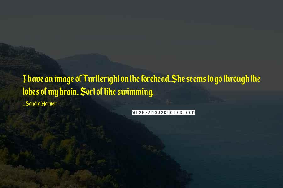 Sandra Harner Quotes: I have an image ofTurtleright on the forehead.She seems to go through the lobes of my brain. Sort of like swimming.