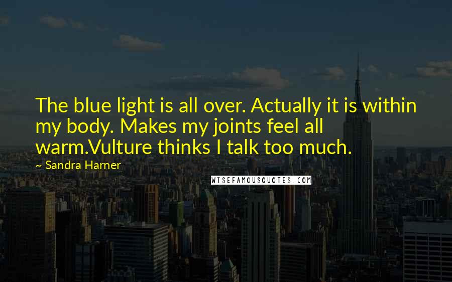 Sandra Harner Quotes: The blue light is all over. Actually it is within my body. Makes my joints feel all warm.Vulture thinks I talk too much.