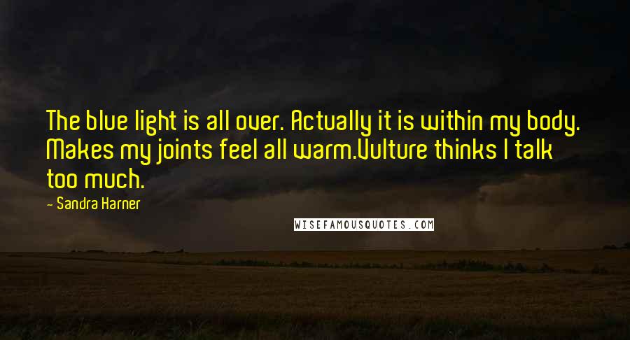 Sandra Harner Quotes: The blue light is all over. Actually it is within my body. Makes my joints feel all warm.Vulture thinks I talk too much.