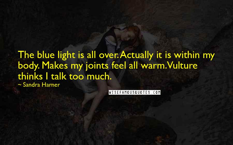 Sandra Harner Quotes: The blue light is all over. Actually it is within my body. Makes my joints feel all warm.Vulture thinks I talk too much.