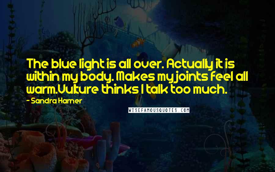 Sandra Harner Quotes: The blue light is all over. Actually it is within my body. Makes my joints feel all warm.Vulture thinks I talk too much.