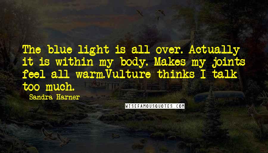 Sandra Harner Quotes: The blue light is all over. Actually it is within my body. Makes my joints feel all warm.Vulture thinks I talk too much.