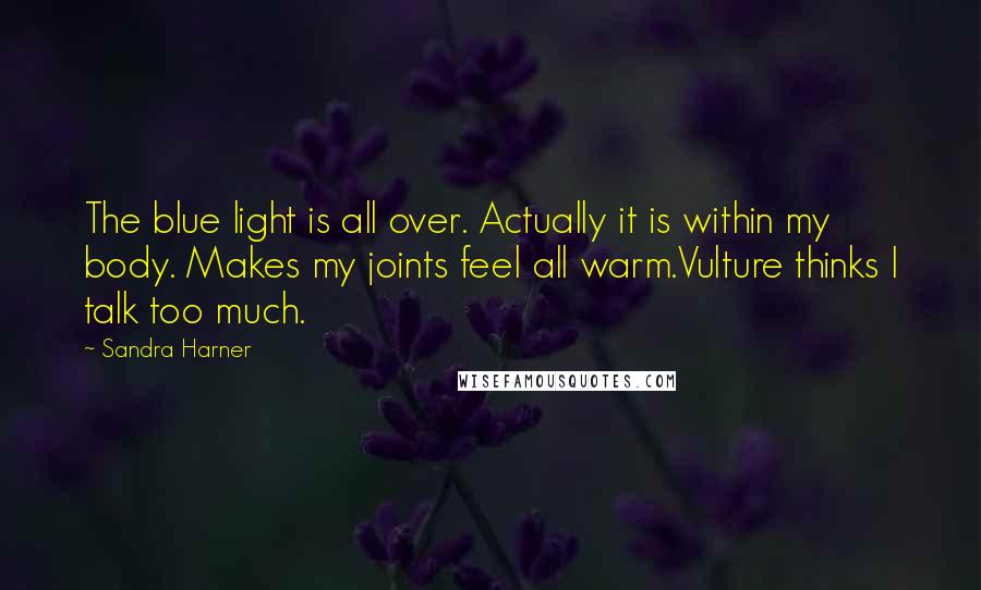 Sandra Harner Quotes: The blue light is all over. Actually it is within my body. Makes my joints feel all warm.Vulture thinks I talk too much.