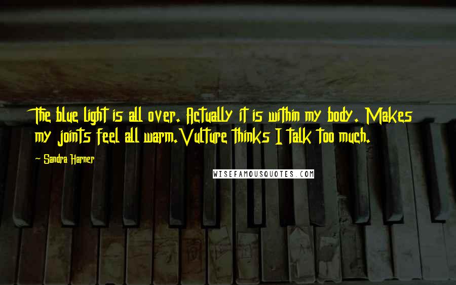 Sandra Harner Quotes: The blue light is all over. Actually it is within my body. Makes my joints feel all warm.Vulture thinks I talk too much.