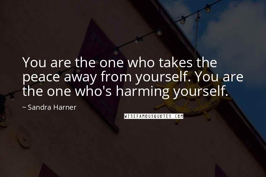 Sandra Harner Quotes: You are the one who takes the peace away from yourself. You are the one who's harming yourself.