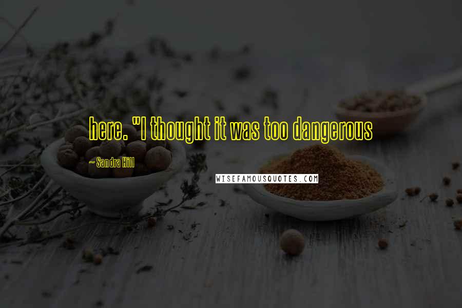 Sandra Hill Quotes: here. "I thought it was too dangerous