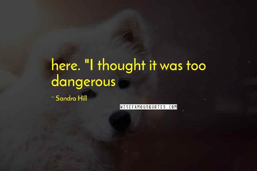 Sandra Hill Quotes: here. "I thought it was too dangerous