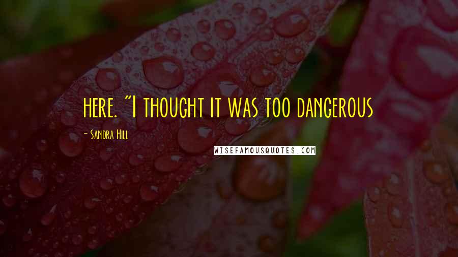 Sandra Hill Quotes: here. "I thought it was too dangerous