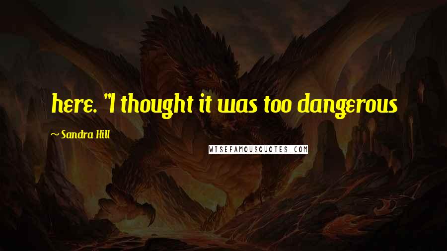 Sandra Hill Quotes: here. "I thought it was too dangerous