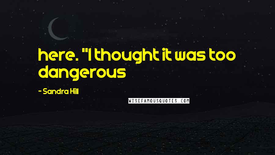 Sandra Hill Quotes: here. "I thought it was too dangerous