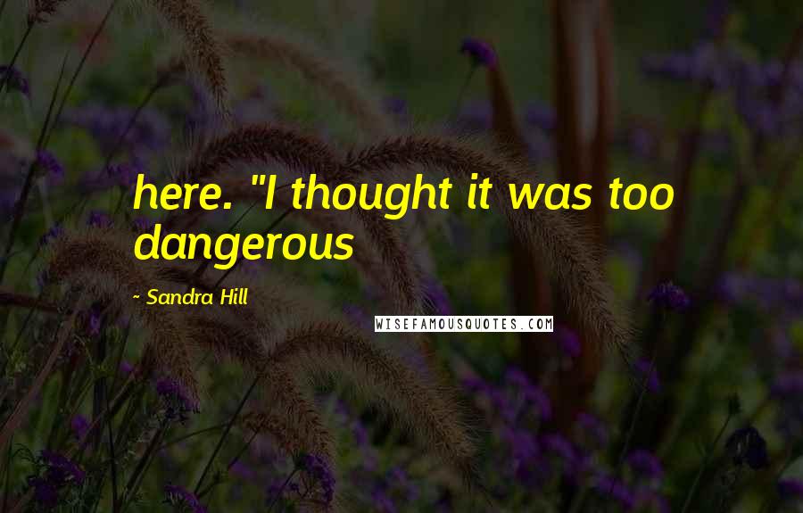 Sandra Hill Quotes: here. "I thought it was too dangerous