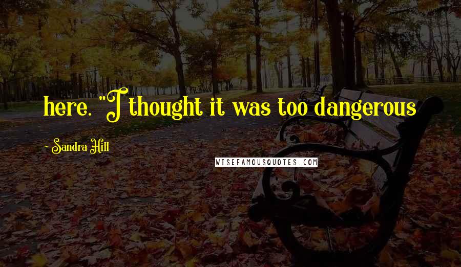 Sandra Hill Quotes: here. "I thought it was too dangerous