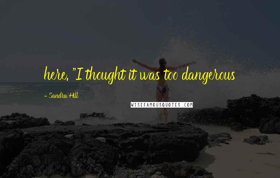 Sandra Hill Quotes: here. "I thought it was too dangerous