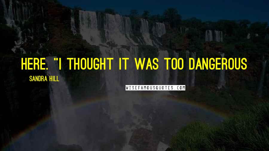 Sandra Hill Quotes: here. "I thought it was too dangerous