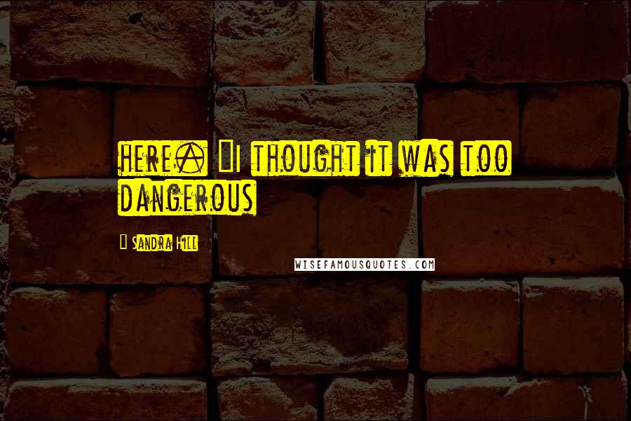 Sandra Hill Quotes: here. "I thought it was too dangerous