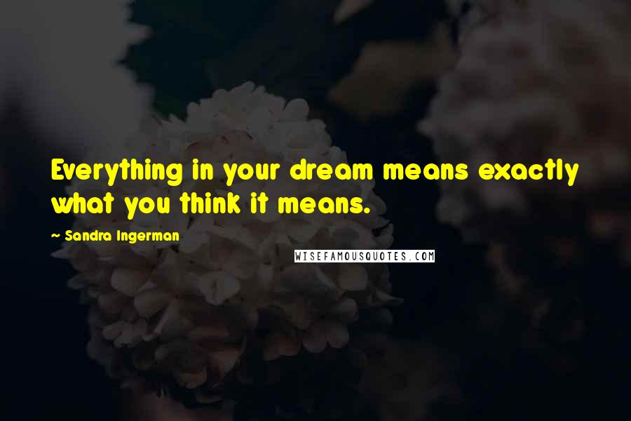 Sandra Ingerman Quotes: Everything in your dream means exactly what you think it means.