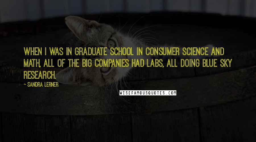 Sandra Lerner Quotes: When I was in graduate school in consumer science and math, all of the big companies had labs, all doing blue sky research.