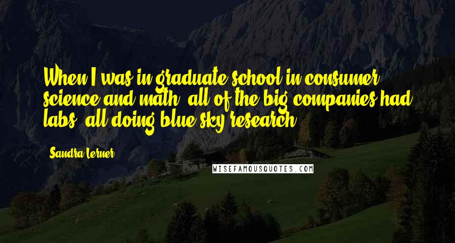 Sandra Lerner Quotes: When I was in graduate school in consumer science and math, all of the big companies had labs, all doing blue sky research.