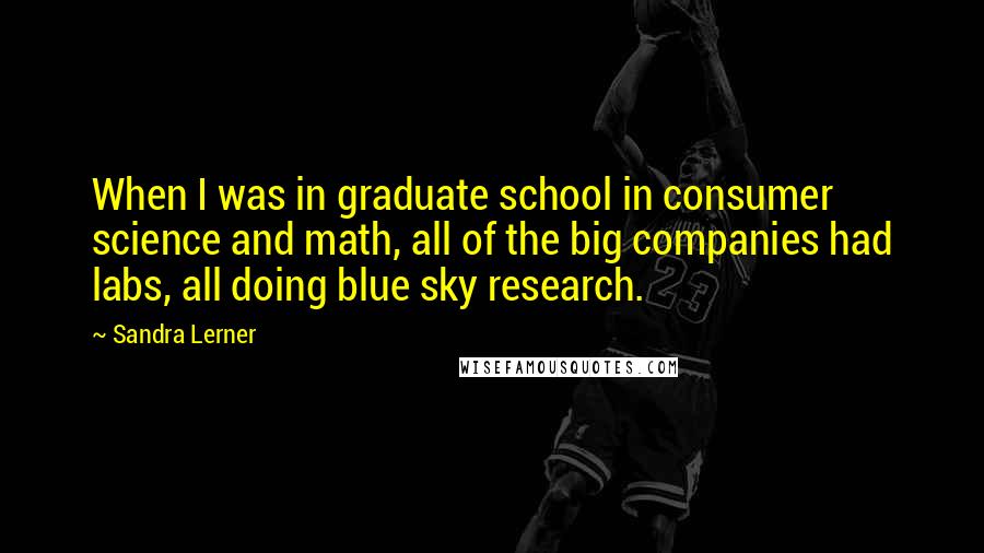 Sandra Lerner Quotes: When I was in graduate school in consumer science and math, all of the big companies had labs, all doing blue sky research.