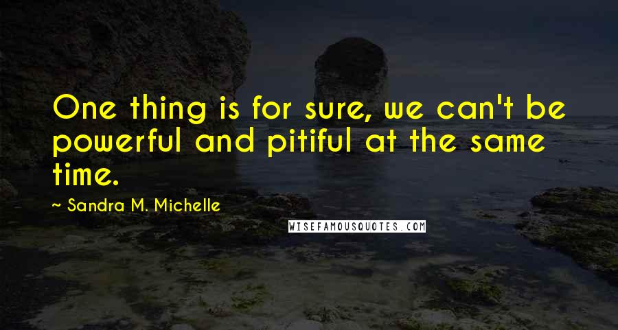 Sandra M. Michelle Quotes: One thing is for sure, we can't be powerful and pitiful at the same time.