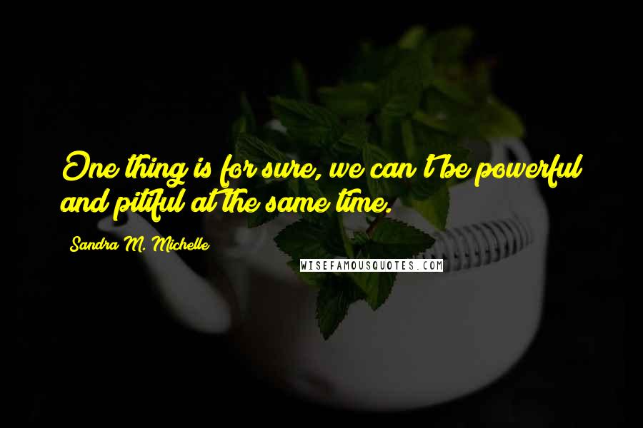 Sandra M. Michelle Quotes: One thing is for sure, we can't be powerful and pitiful at the same time.